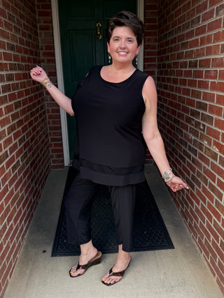 Black Mesh Hem Tank