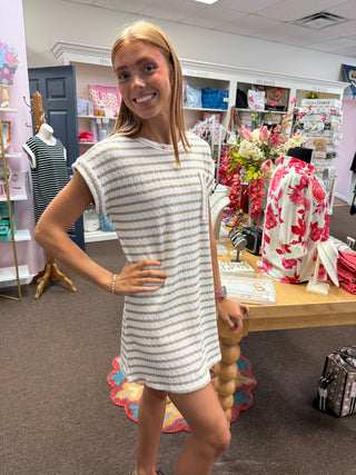 Khaki Stripe Shirt Dress
