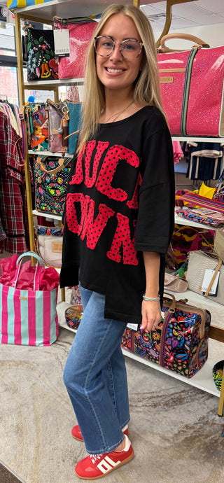 Red Black Polka Dot Touch Down Top
