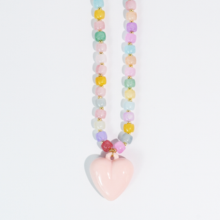 Happy Colorful Heart Necklace - Cream