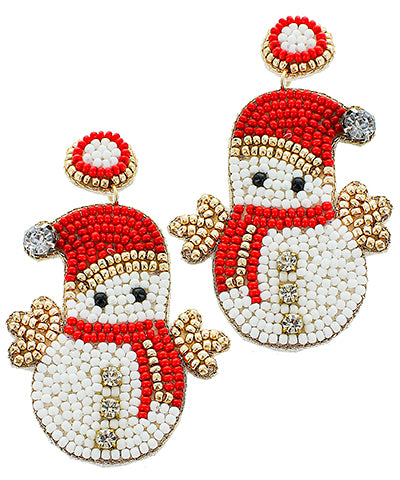 Beaded Snowman Earrings