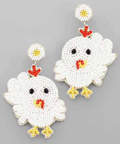 Beaded Chick Earrings