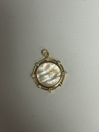 Charm MOP Circle With Gold Outline
