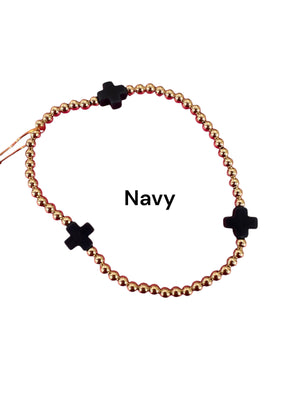 Enewton Signature Cross Gold Pattern 3MM Bead Bracelet