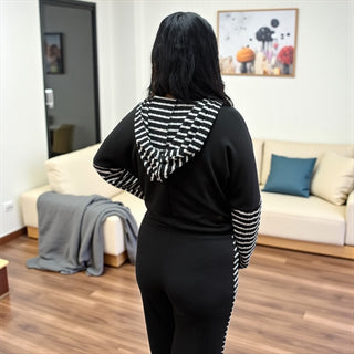 Black/Ivory Stripe Hoodie