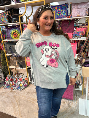 Hey Boo Towel & Sequins Sweatshirt