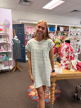 Olive Stripe Shirt Dress