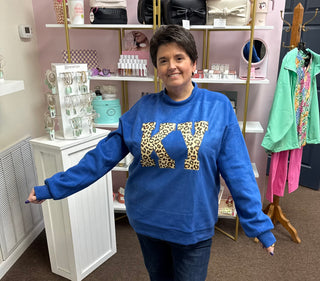 Leopard KY Print Reversible Mock Neck Sweatshirt