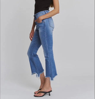 Mica High Rise Crop Flare Uneven Hem
