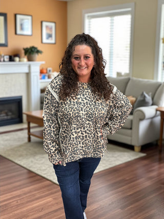 Leopard Oversized Waffle Sweatshirt