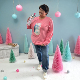 Pink Glitter Snowman Sweatshirt