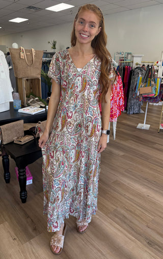 Whispering Paisley Maxi Dress