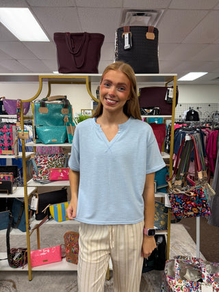Light Blue Drop Shoulder Top