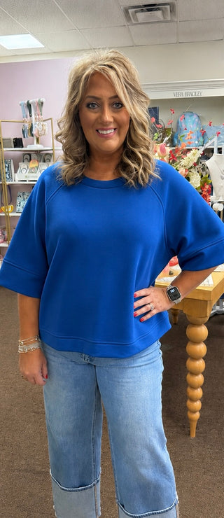 It All Started Classic Blue Curvy Top