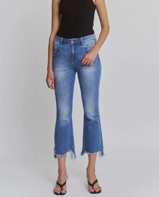 Mica High Rise Crop Flare Uneven Hem