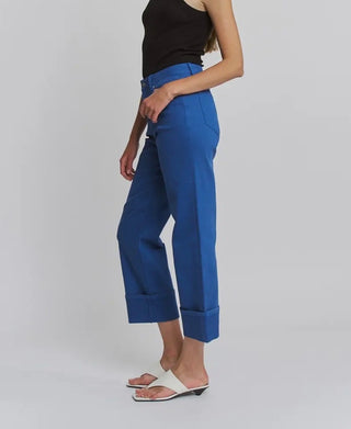Mica High Rise Wide Crop Cuffed Bright Blue