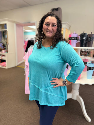 Teal 3/4 Sleeve Top