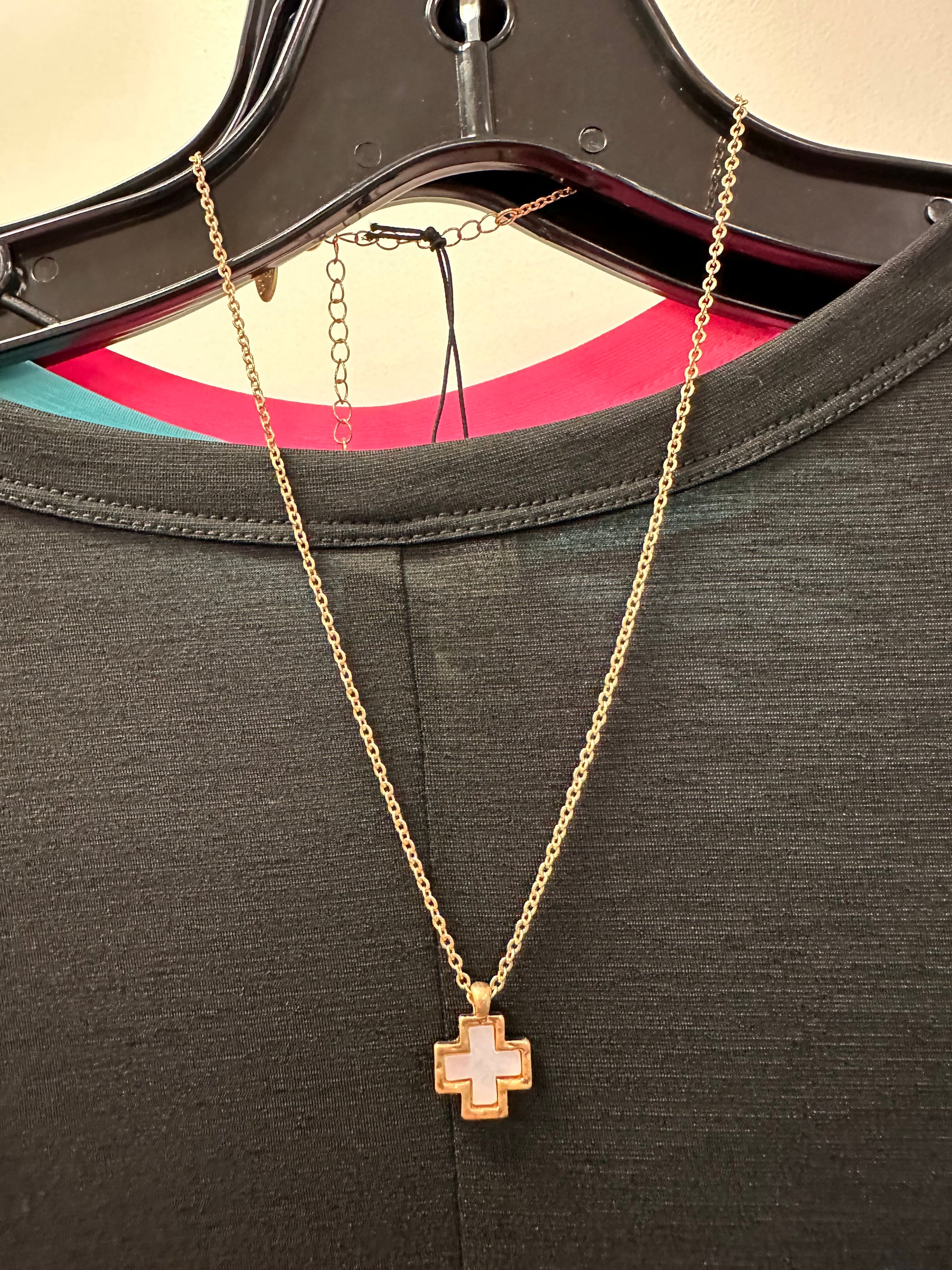 Bethany Cross Mother of Pearl Necklace