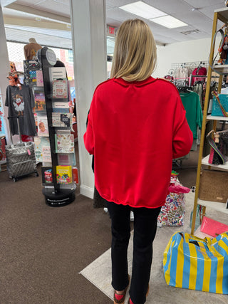 Red Reversible Mock Neck Sweatshirt