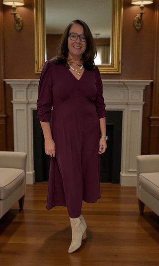 Plum 3/4 Sleeve Maxi Dress