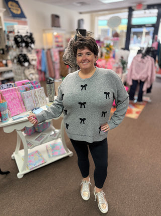 Silver Bow Chic Sweater