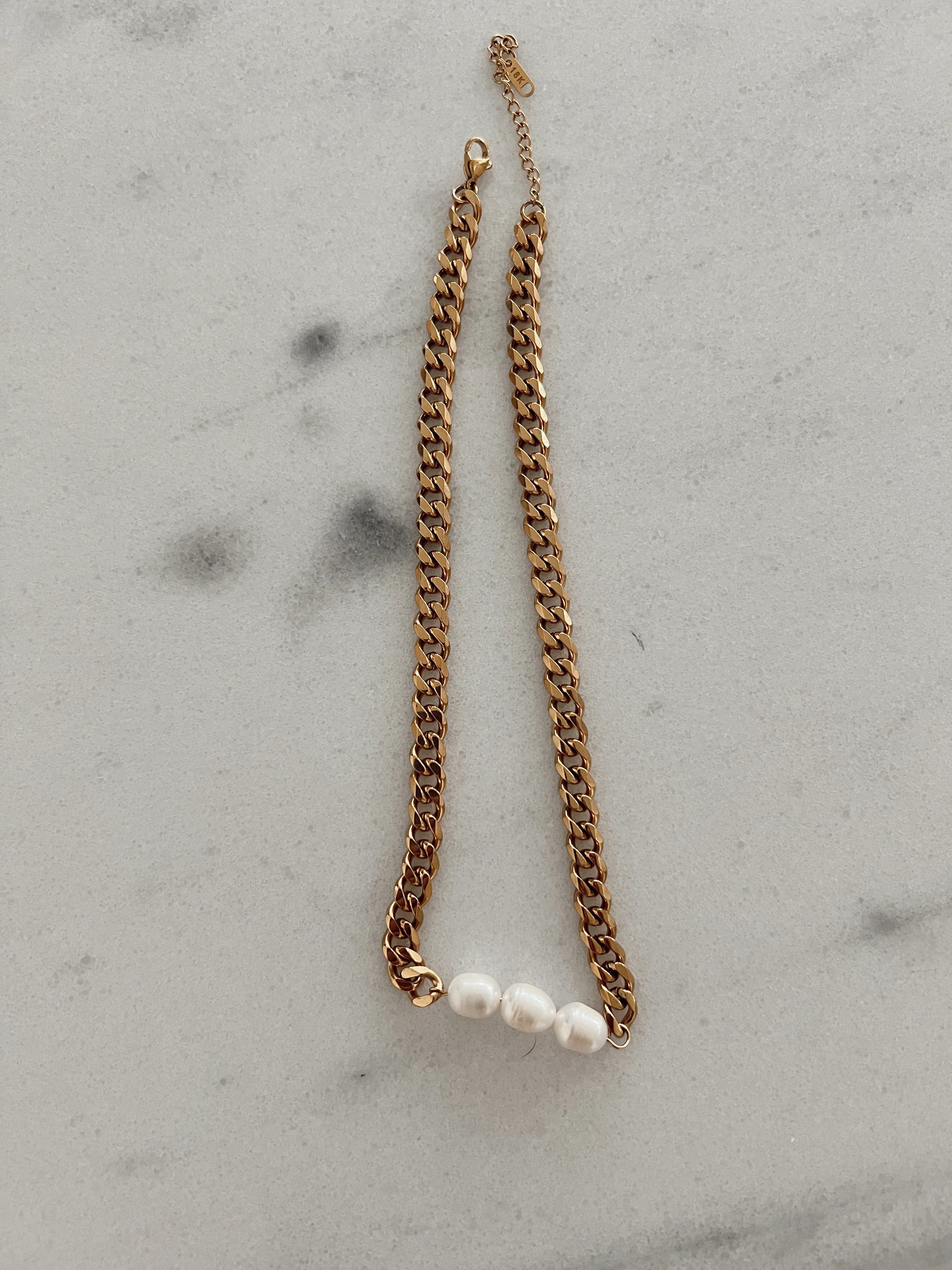 3 Pearl Gold Necklace