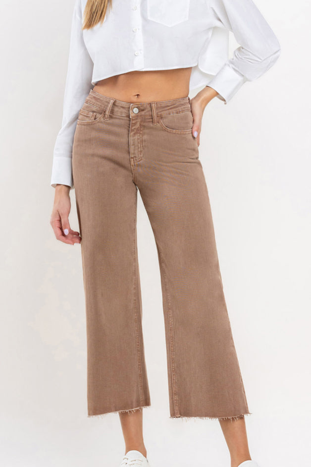 Vervet High Rise Crop Wide Leg Jean Choc Malt