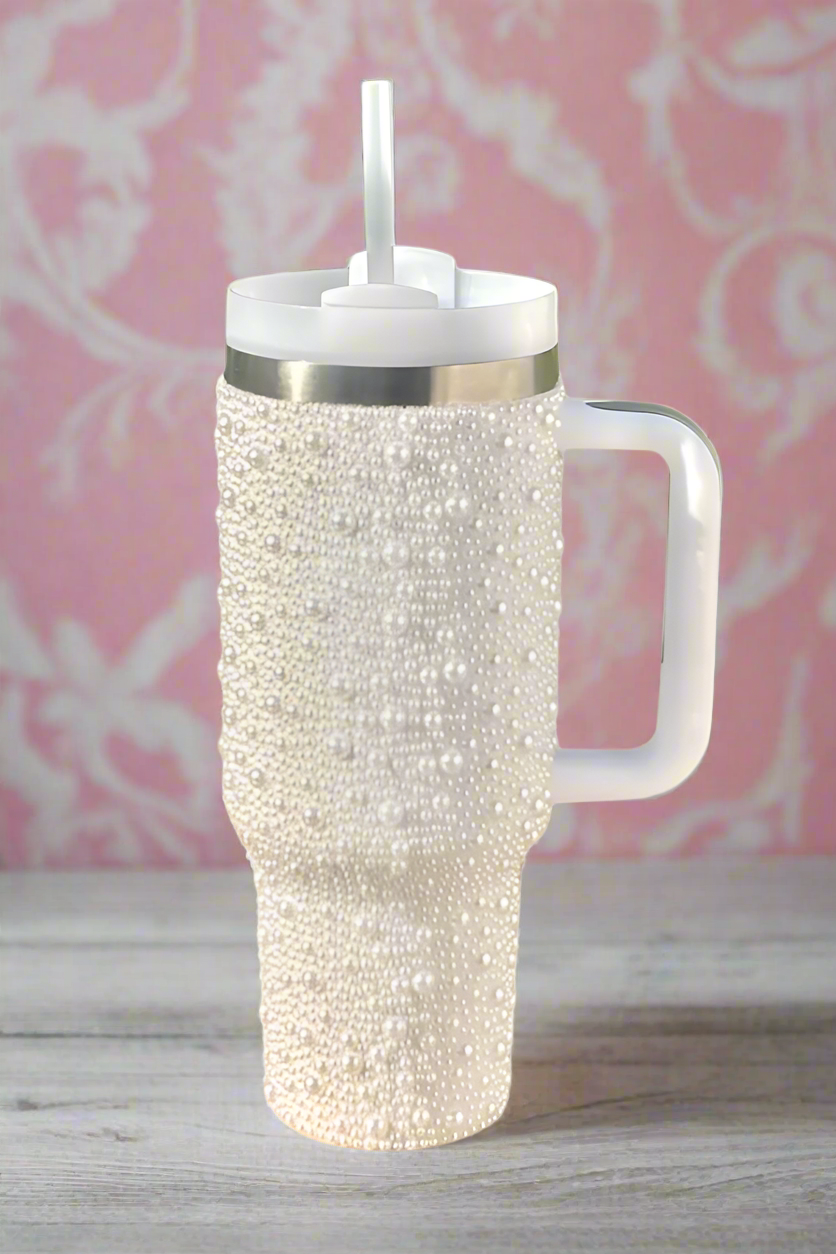 Pearl White Studded 40oz. Tumbler