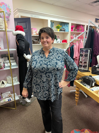 Dear Scarlett Midnight Teal Lizzy Top