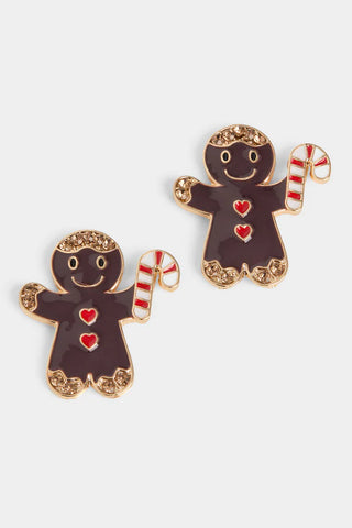 Gingerbread Man Brown Earring
