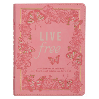 Live Free Pink Faux Leather Devotional