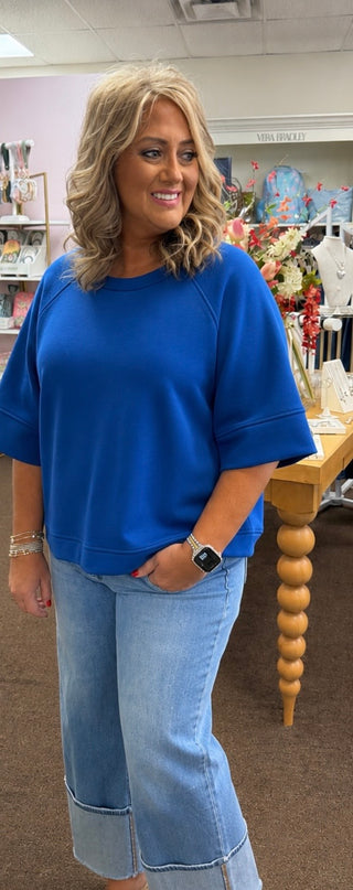 It All Started Classic Blue Curvy Top