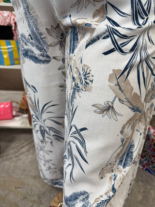 Orchid & Leaves Linen Pant
