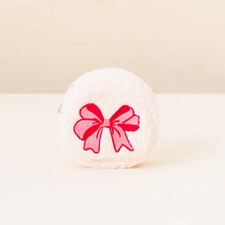 Circle Teddy Pouch Red Bow