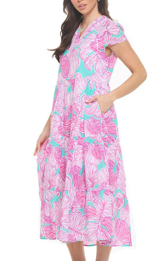 Lucille Pink Sky Maxi Tiered Dress