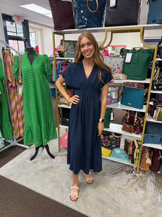 Navy Polka Dot Dress