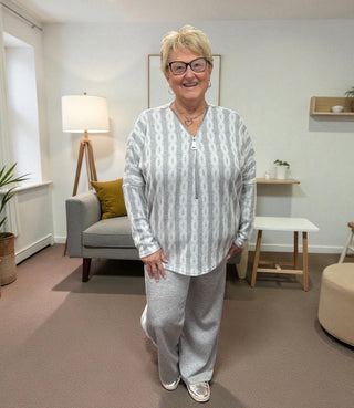 Silver Dolman Sleeve Zipper Top