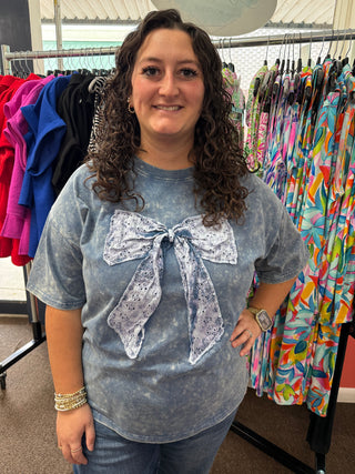 Sweet Knot Bow Tee - Blue