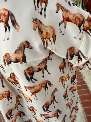 Kathryn Classic Button-up, Horse Print