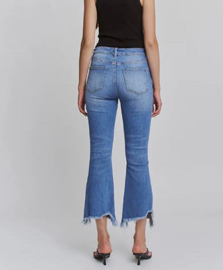 Mica High Rise Crop Flare Uneven Hem