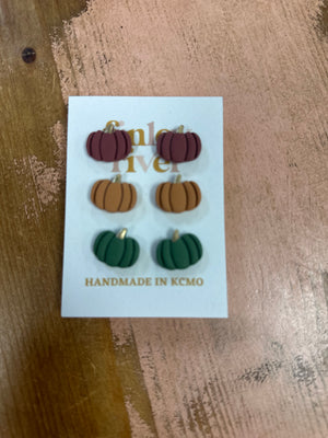 Triple Pumpkin Post Earrings