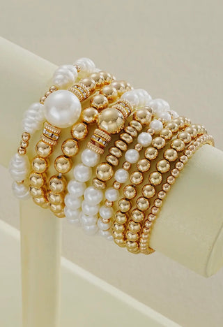 Gold Pearl Multi Layer Bracelet
