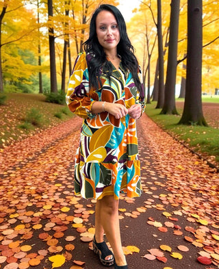 Shelly Button Front Ruffle Hem Dress