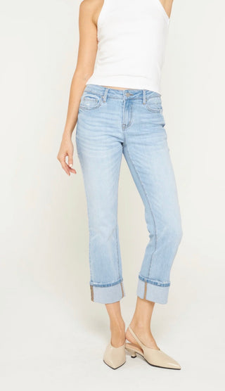 Mica Denim Mid-Rise Cuffed Straight Leg Jean