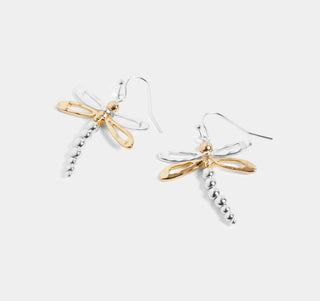Mixed Metal Dragonfly Earrings