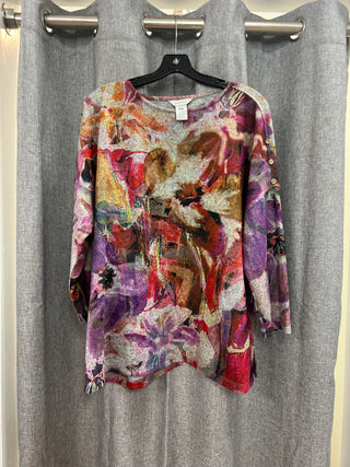 M43111TM DOLMAN 3/4 SLV TOP FLORAL MULTI