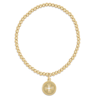 Enewton Classic Gold 3MM Bead Bracelet Signature Cross Gold Charm