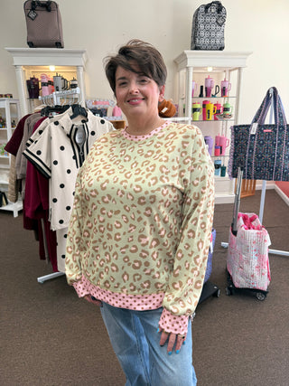 Khaki Polka Dot Leopard Sweatshirt