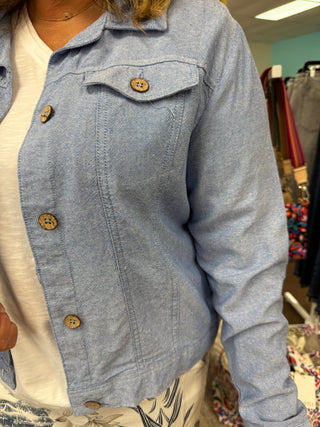 Light Blue Chambray Linen Jacket