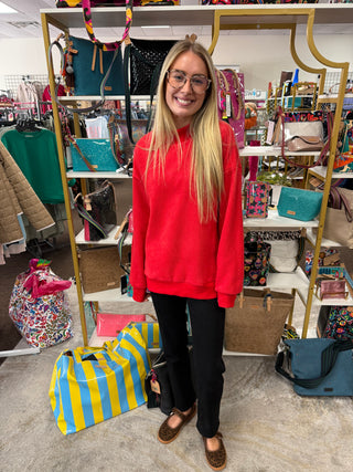 Red Reversible Mock Neck Sweatshirt